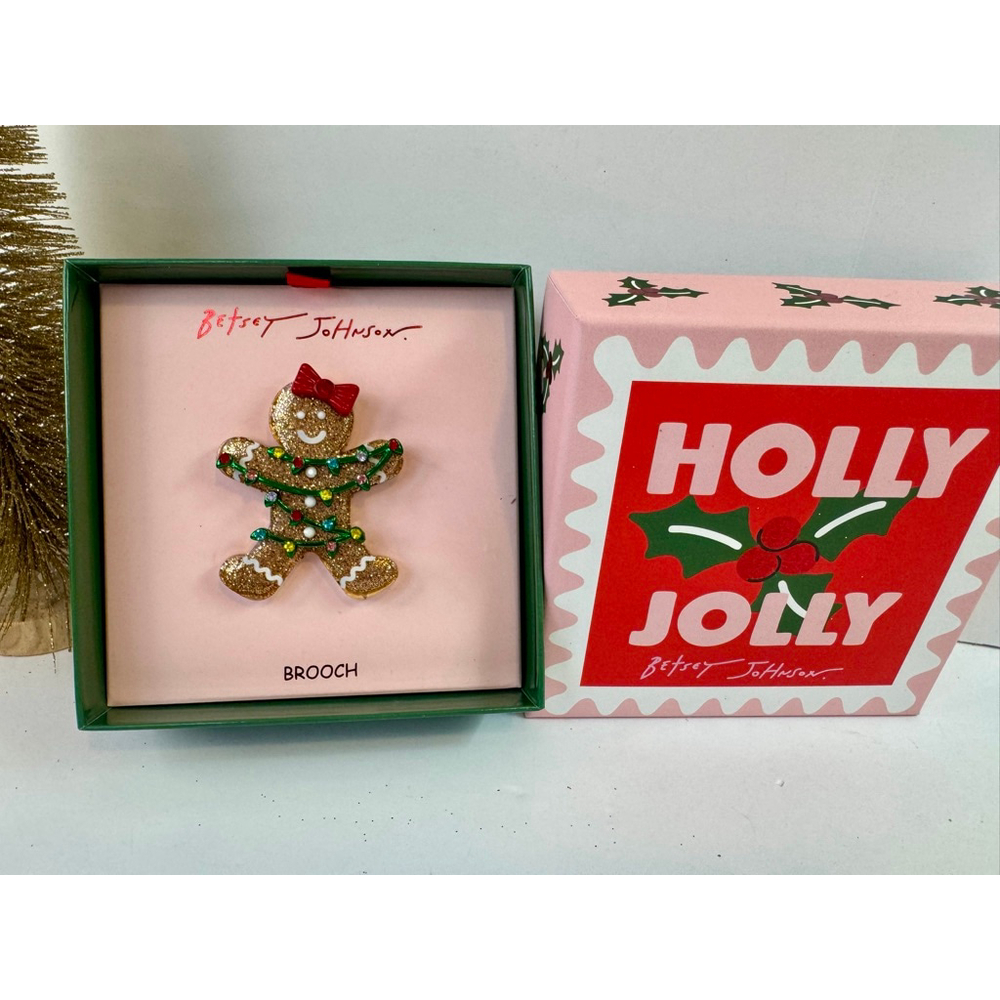 Betsey Johnson Adorable Gingerbread Glitter Brooch